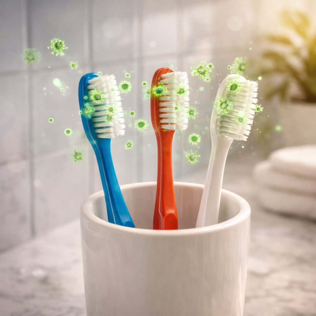 Toothbrushes with bacteria